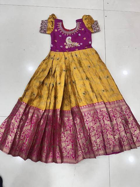 NEW LAUNCING KIDS GOWN kanjivaram silk Best kids wear market in Ahmedabad